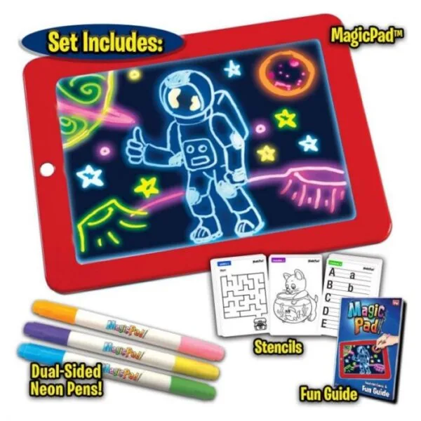 3D Magic Sketchpad Φορητός Πίνακας Ζωγραφικής Glow Drawing Pad Για Παιδιά 3 Έγχρωμες Πένες