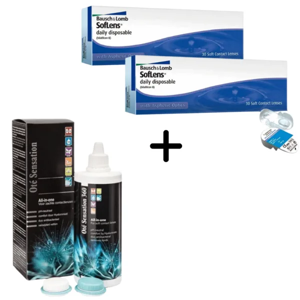 60 Ημερήσιοι Φακοί Επαφής Bausch & Lomb SofLens Daily Disposable + 1 Υγρό Διάλυμα Φακών Επαφής All In One 360ml
