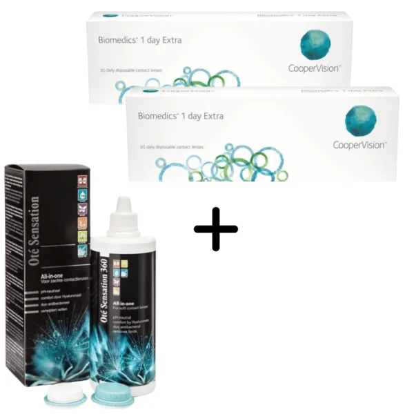 60 Ημερήσιοι Φακοί Επαφής Biomedics 1 day extra + 1 Υγρό Διάλυμα Φακών Επαφής 360ml
