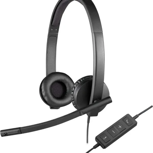 Logitech H570e Wired Headset with Noise-Cancelling Microphone, USB, In-Line - Business Product