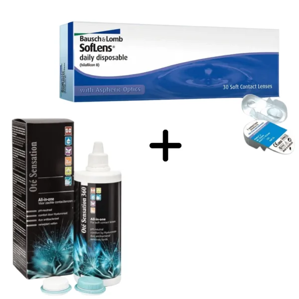 30 Ημερήσιοι Φακοί Επαφής Bausch & Lomb SofLens Daily Disposable + 1 Υγρό Διάλυμα Φακών Επαφής All In One 360ml
