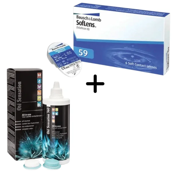 6 Μηνιαίοι Μαλακοί Φακοί Επαφής Soflens 59 + 1 Υγρό Διάλυμα Φακών Επαφής All In One 360ml
