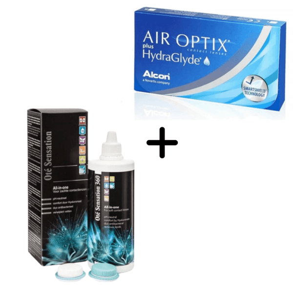 Air Optix Plus HydraGlyde + Υγρό All In One Light 360 ml