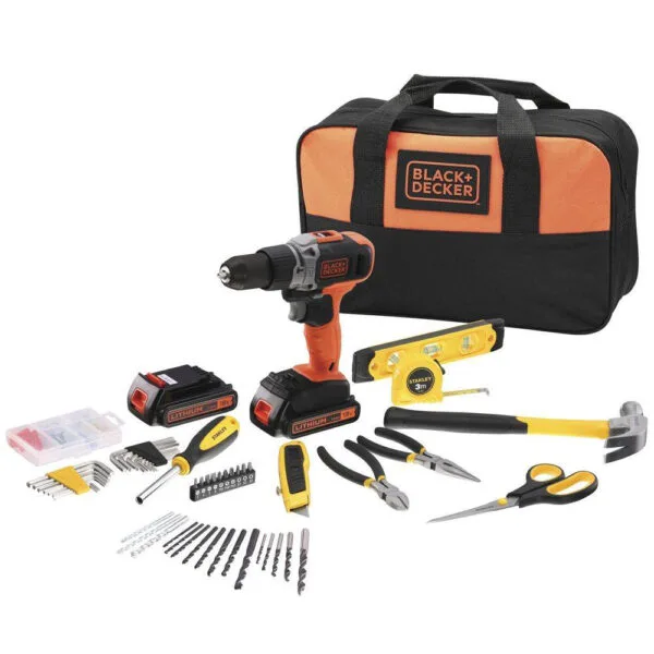 Black & Decker Κρουστικό Δράπανο 18V Li-ion με 2 Μπαταρίες + 150 Αξεσουάρ! BD003ST150-QW